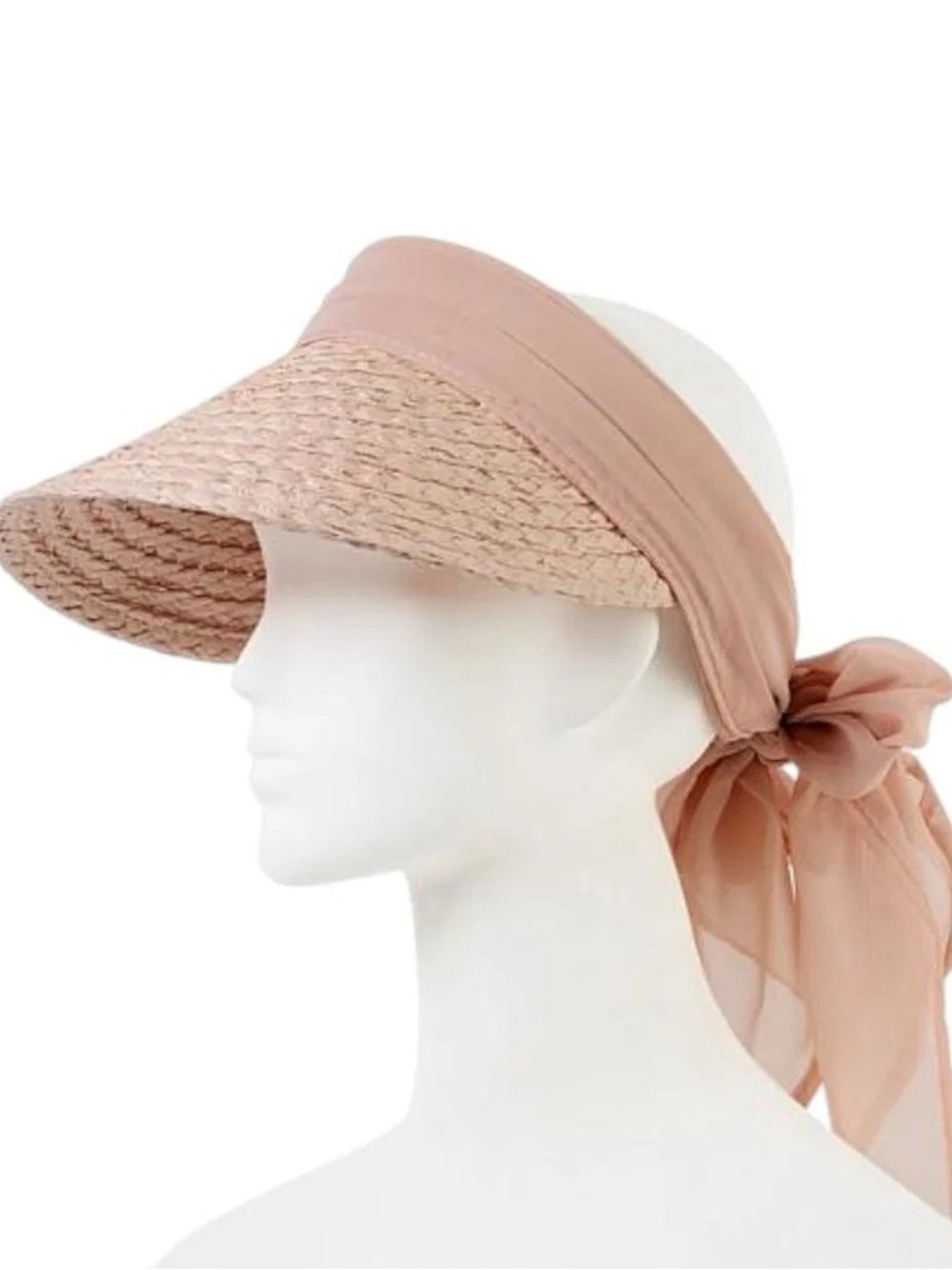 Vince Camuto Metallic Tie-Back Chiffon Visor Blush